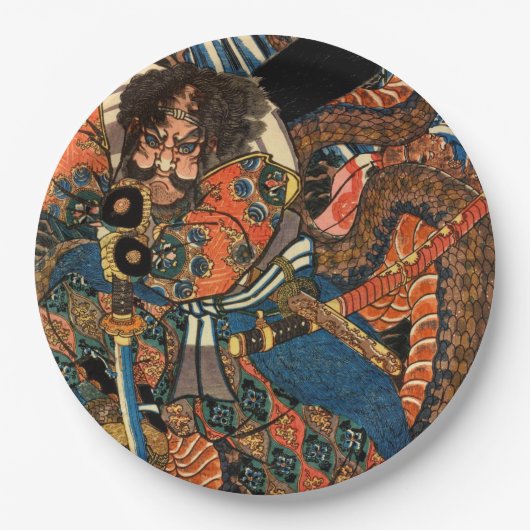 ASSIETTES EN CARTON SAMURAI COMBATTRE PYTHON (Devant)