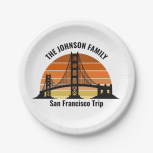Assiettes En Carton San Francisco Bridge Sunset Fête Personnalisée