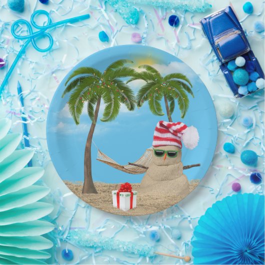 Assiettes En Carton Sandman de Noël Tropical Avec Hammock (Fête)