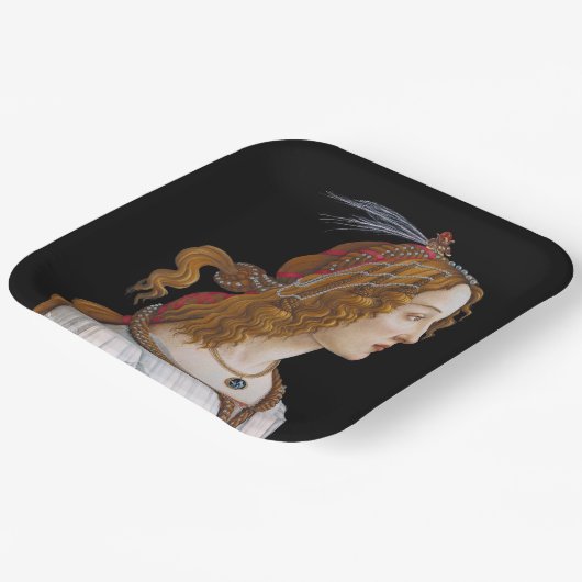 Assiettes En Carton Sandro Botticelli - Portrait de Simonetta Vespucci (Angulaire)