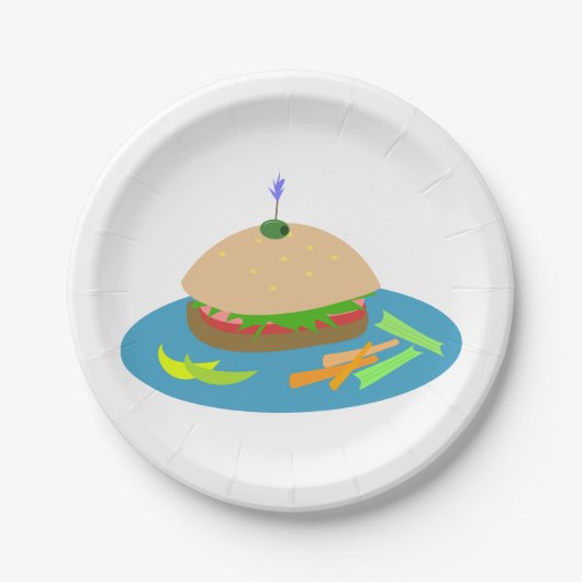 Assiettes En Carton Sandwich avec Veggie Sides Fun Food (Devant)