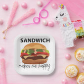 Assiettes En Carton Sandwich Me Rend Heureux (Fête)