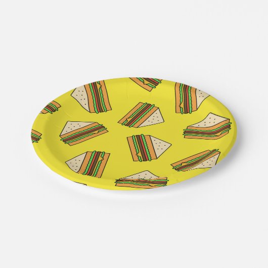 Assiettes En Carton Sandwich Seamless Pattern | Sandwich Puns| Sandwic (Angle)