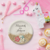 Assiettes En Carton Sandy Beach Hibiscus & Coques Mariage Personnalisé (Fête)