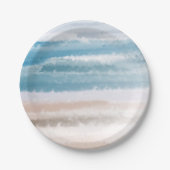 Assiettes En Carton Sandy Beach Ocean Waves Aquarelle Abstraite (Devant)