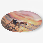 Assiettes En Carton Sandy Paws Chien Beagle sur le coucher du soleil d (Angle)