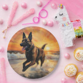 Assiettes En Carton Sandy Paws Chien Malinois Belge sur le coucher du (Fête)