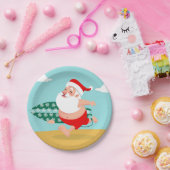 Assiettes En Carton Santa at beach (Fête)