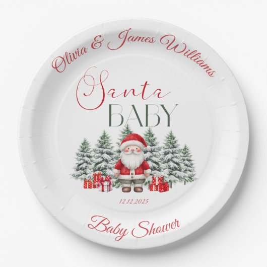 Assiettes En Carton Santa Baby Christmas Baby Shower Welcome (Devant)