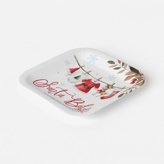Assiettes En Carton Santa Baby Christmas Girl Baby Shower (Angulaire)