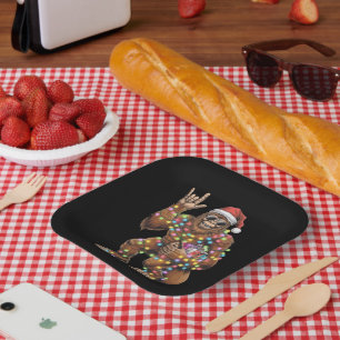 Assiettes En Carton Santa Bigfoot Lumières de Noël Rock Drôle 