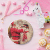 Assiettes En Carton Santa claus and snowman in snowfall (Fête)