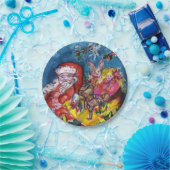 ASSIETTES EN CARTON SANTA CLAUS AVEC CADEAU DE NOËL (Fête)