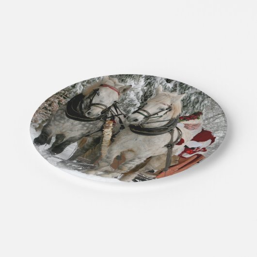 Assiettes En Carton Santa Claus Carriage Noël (Angle)