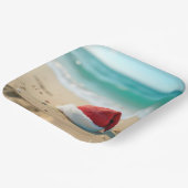 Assiettes En Carton Santa Claus Casquette sur une plage tropicale (Angulaire)