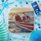 Assiettes En Carton Santa Claus Driving a Speedboat (Fête)