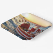 Assiettes En Carton Santa Claus Driving a Speedboat (Angulaire)