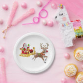 Assiettes En Carton Santa Claus en traîneau (Fête)