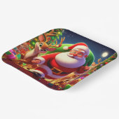 Assiettes En Carton Santa Claus et 2 rennes (Angulaire)