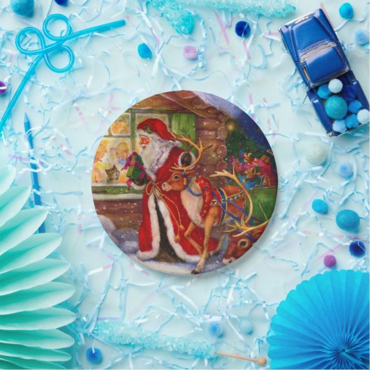 Assiettes En Carton Santa claus et rudolph (Fête)
