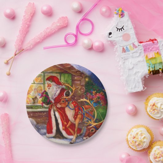 Assiettes En Carton Santa claus et rudolph (Fête)