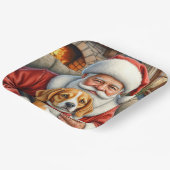 Assiettes En Carton Santa Claus Holding Beagle Christmas Art (Angulaire)