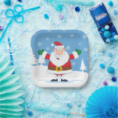 Assiettes En Carton Santa Claus in Snowy Winter Scene (Fête)