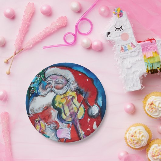 Assiettes En Carton SANTA CLAUS JOUER VIOLIN Noël (Fête)