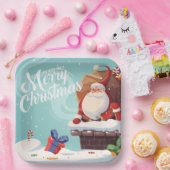 Assiettes En Carton Santa Claus Merry Christmas Paper Plate  (Fête)