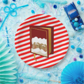 Assiettes En Carton Santa Claus Noël Carol Livre rouge rayé (Fête)