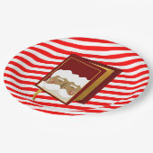 Assiettes En Carton Santa Claus Noël Carol Livre rouge rayé (Angle)