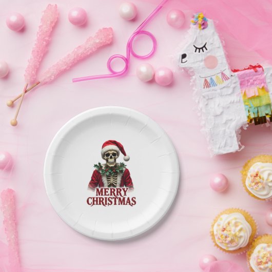 Assiettes En Carton Santa Claus Skeleton Outfit Skull Funny Christmas  (Fête)