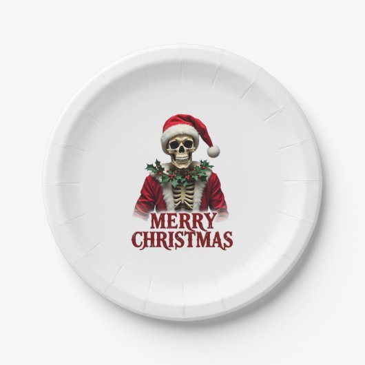Assiettes En Carton Santa Claus Skeleton Outfit Skull Funny Christmas (Devant)