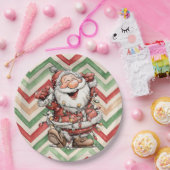 Assiettes En Carton Santa Claus Tangled In Christmas Lights (Fête)