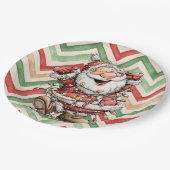 Assiettes En Carton Santa Claus Tangled In Christmas Lights (Angle)