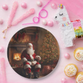 Assiettes En Carton Santa Clause with Christmas Tree & Fireplace (Fête)