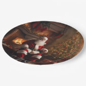 Assiettes En Carton Santa Clause with Christmas Tree & Fireplace (Angle)