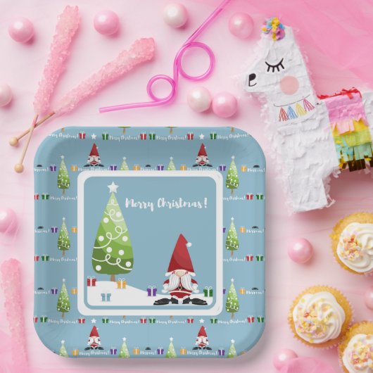 Assiettes En Carton Santa Gnome For Christmas Paper Plate (Fête)