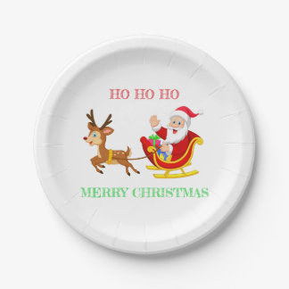 Assiettes En Carton Santa Reindeer x-mas