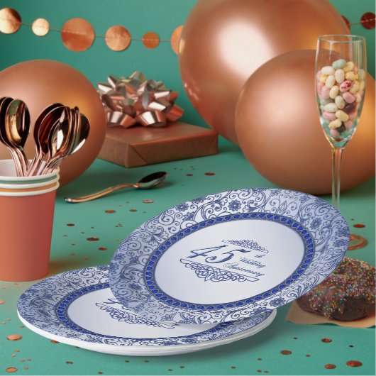 Assiettes En Carton Sapphire 45e anniversaire Mariage Plaque papier (Multi)