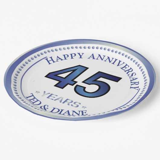 Assiettes En Carton Sapphire 45e anniversaire Plaque papier (Angle)