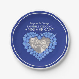 Assiettes En Carton Sapphire Anniversaire photo plaque papier coeur