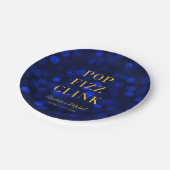 Assiettes En Carton Sapphire Blue Faux Gold Pop Fizz Clink (Angle)