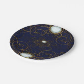 Assiettes En Carton Sapphire Blue & Gold Diamond Anniversaire Party (Angle)