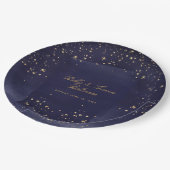 Assiettes En Carton Sapphire & Gold Mariage 9 pouces Dîner (Angle)