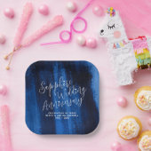 Assiettes En Carton Sapphire mariage anniversaire bleu art moderne (Fête)