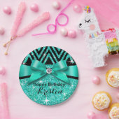 Assiettes En Carton Sarcelle d'hiver de l'arc | de diamant de Chevron (Fête)