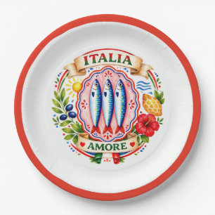 Assiettes En Carton Sardine Social Club Fête d'été italienne