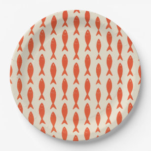 Assiettes En Carton Sardines Rouges Poisson Été