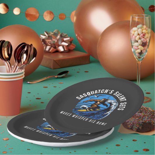 Assiettes En Carton Sasquatch's Silent Sets Surfing Bigfoot Black (Multi)